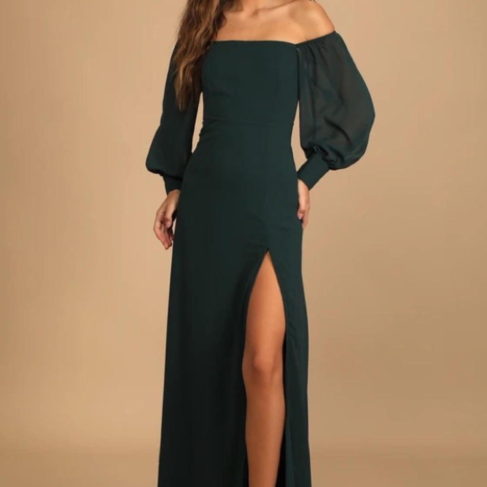 Lulus Off The Shoulder Maxi Dress with Slit Size XS - Spring/Summer Wedding/Prom